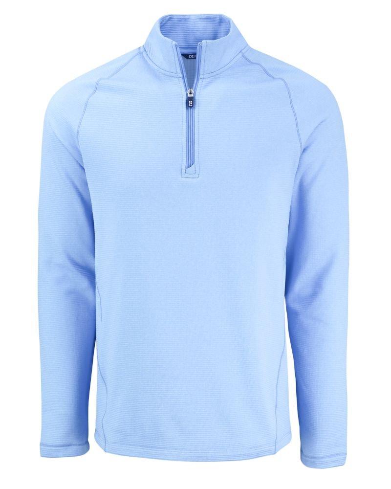 Cutter & Buck | Men's Peshastin Eco Fleece Recycled Half Zip Pullover | in Light Blue