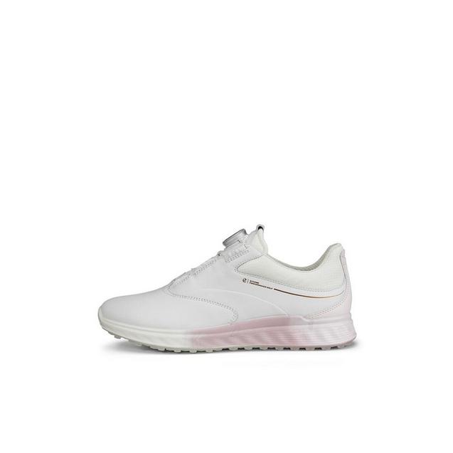 Women's S-Three BOA Spikeless Golf Shoe - White/Pink | ECCO | Golf