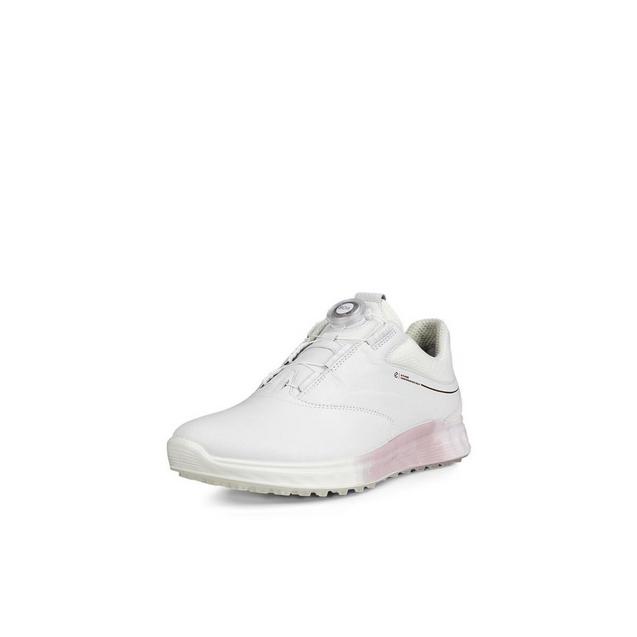 Women's S-Three BOA Spikeless Golf Shoe - White/Pink | ECCO | Golf