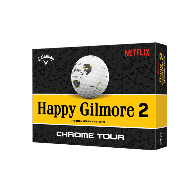 Limited Edition - Chrome Tour Truvis Golf Balls - Happy Gilmore 2 Hockey Jersey + Sticks CALLAWAY