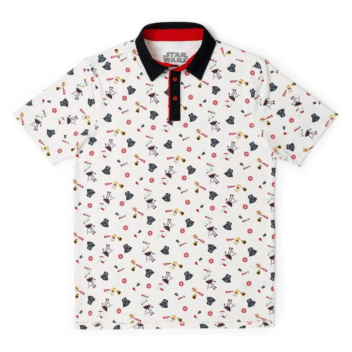 Breakfast Balls | Men's Star Wars Grillin Like a Villain Short Sleeve Polo Shirt | in White