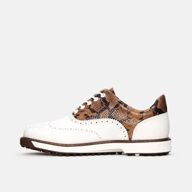 Men's Dandy Leggero Spikeless Golf Shoe-White/Brown | DUCA DEL