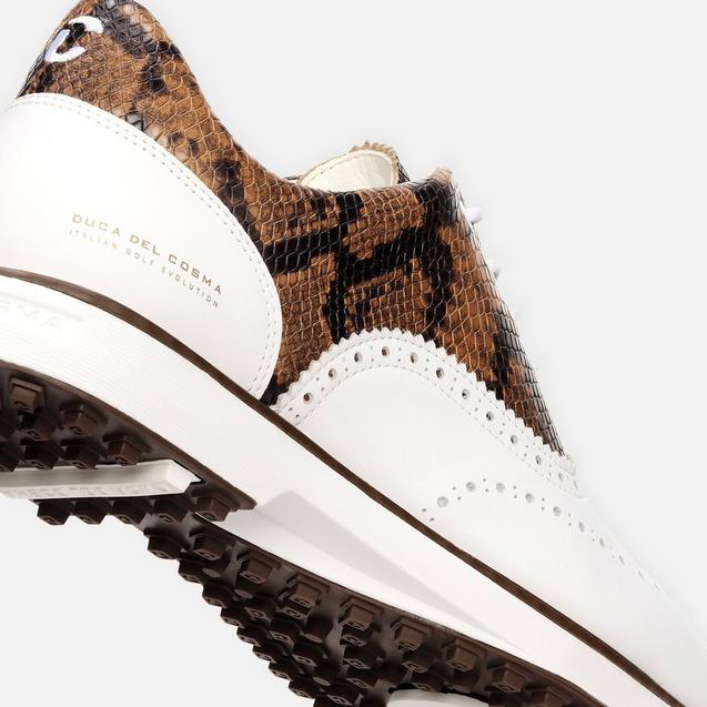 Men's Dandy Leggero Spikeless Golf Shoe-White/Brown | DUCA DEL