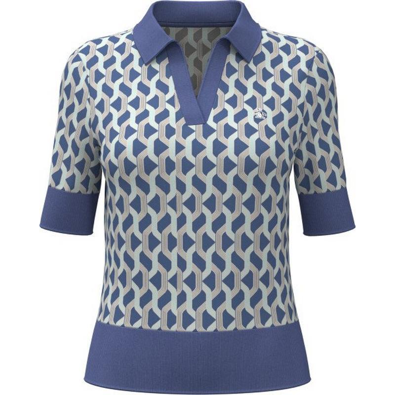 Women's Geometric Jacquard 1/2 Sleeve Polo