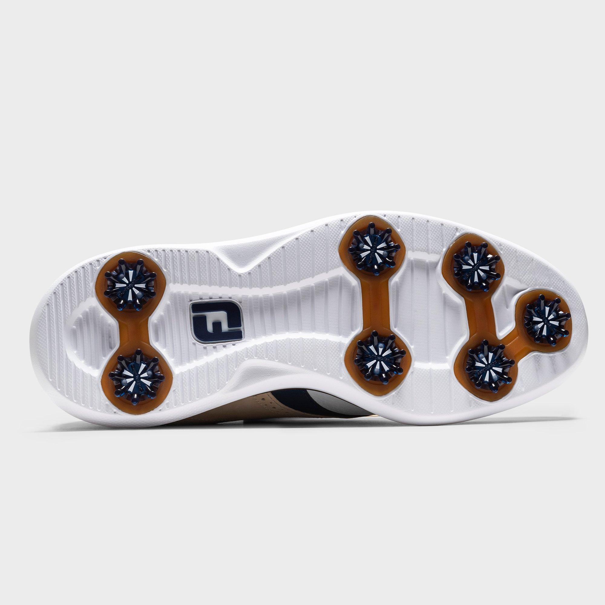 Men's Traditions Saddle Spiked Golf Shoe - White/Tan/Navy