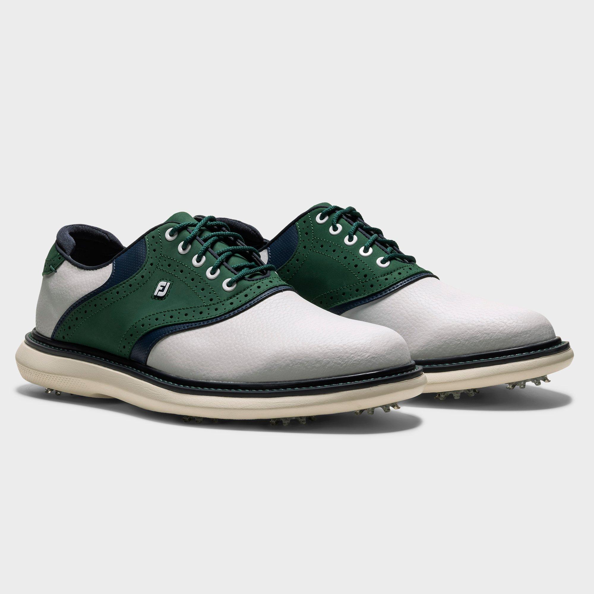 Men's Traditions Saddle Spiked Golf Shoe - White/Green/Navy