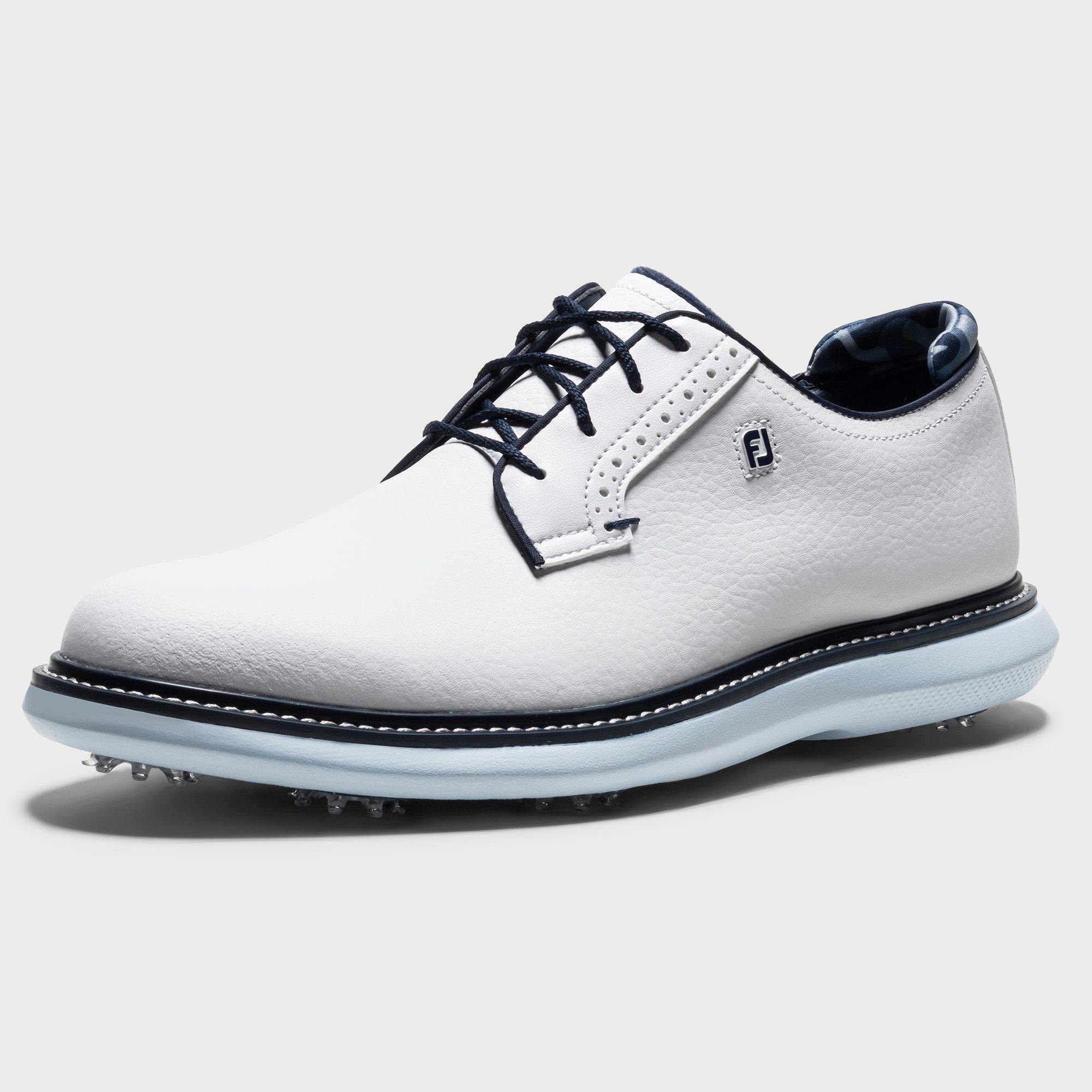 Men's Traditions Blucher Spiked Golf Shoe - White/Light Blue