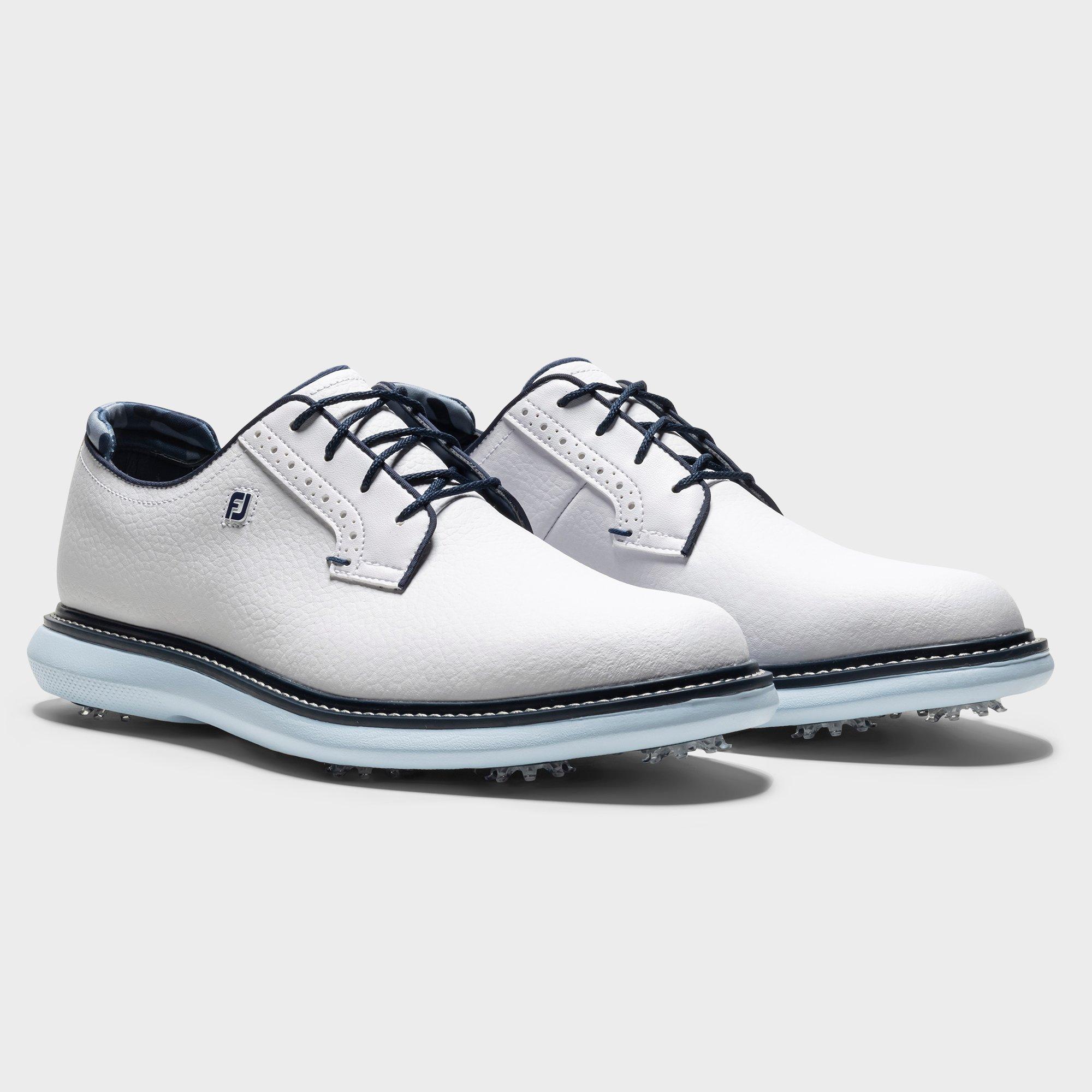Men's Traditions Blucher Spiked Golf Shoe - White/Light Blue