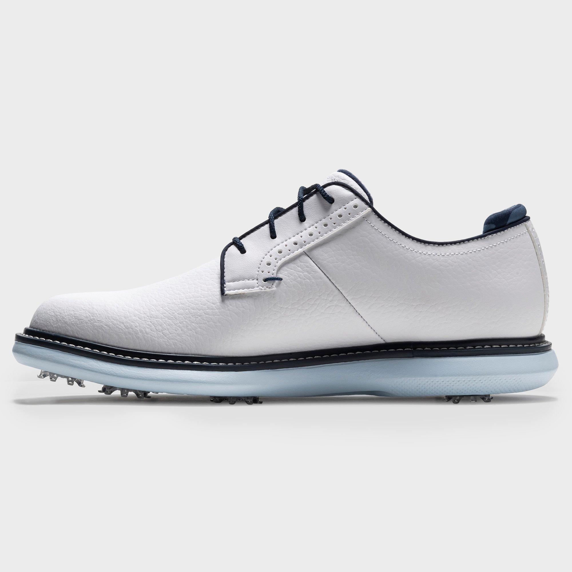 Men's Traditions Blucher Spiked Golf Shoe - White/Light Blue