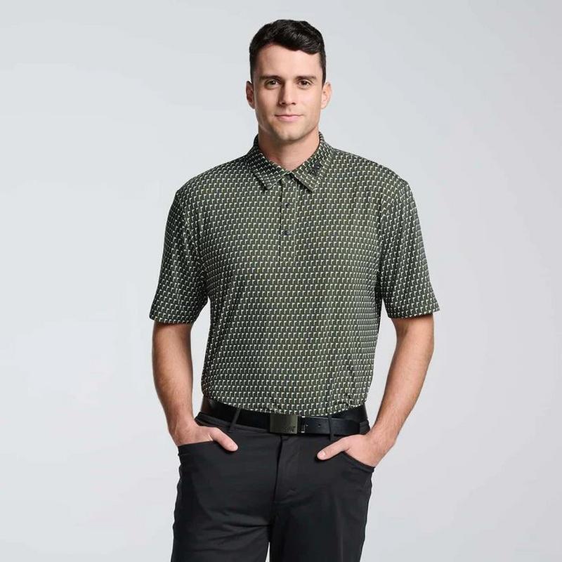Men's Athletic Fit Tour Pin Flag Short Sleeve Polo