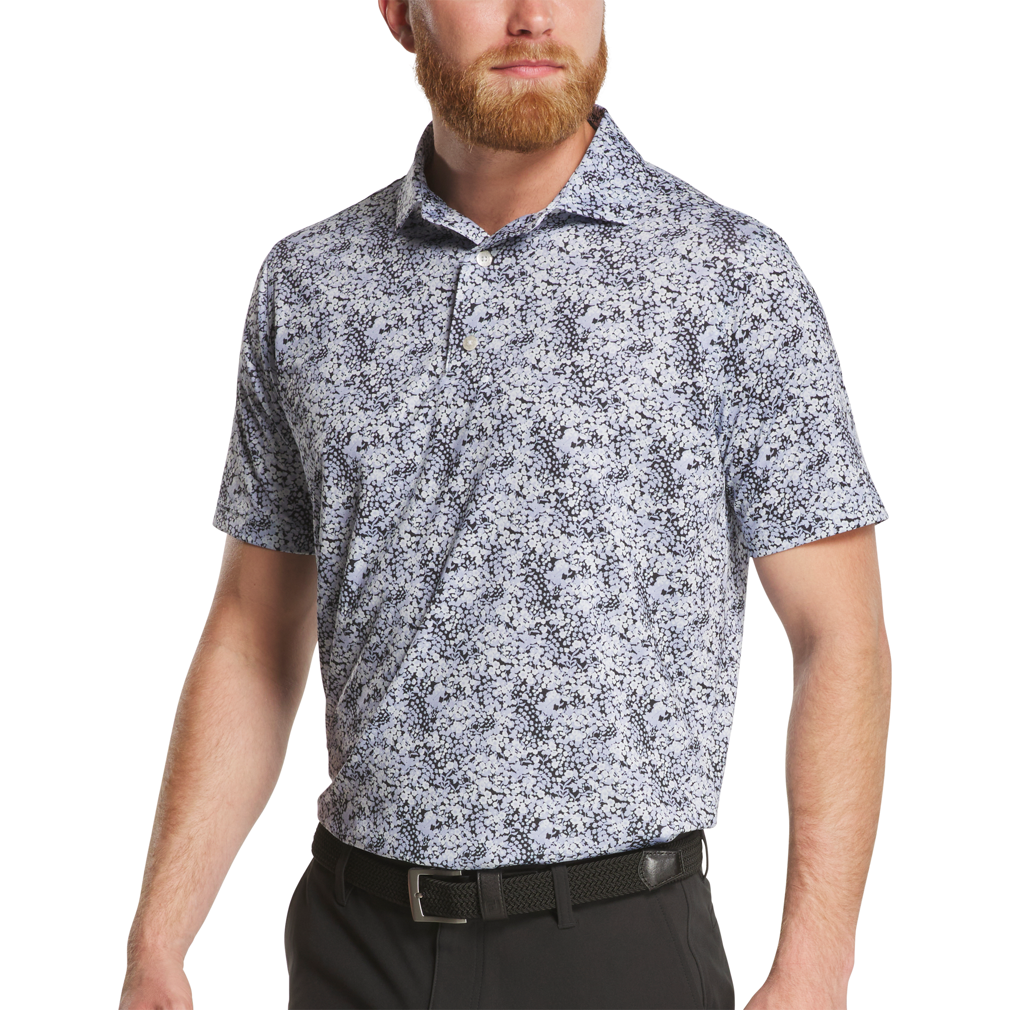 Men's Garden Print Lisle Short Sleeve Polo