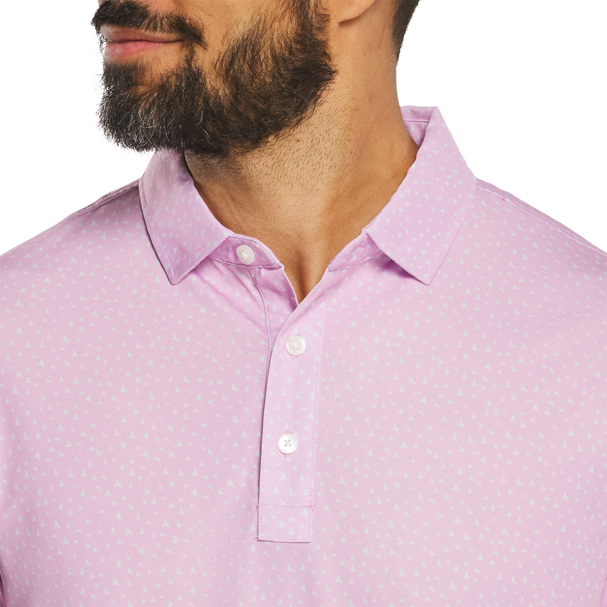 Men's Bird Print Lisle Short Sleeve Polo