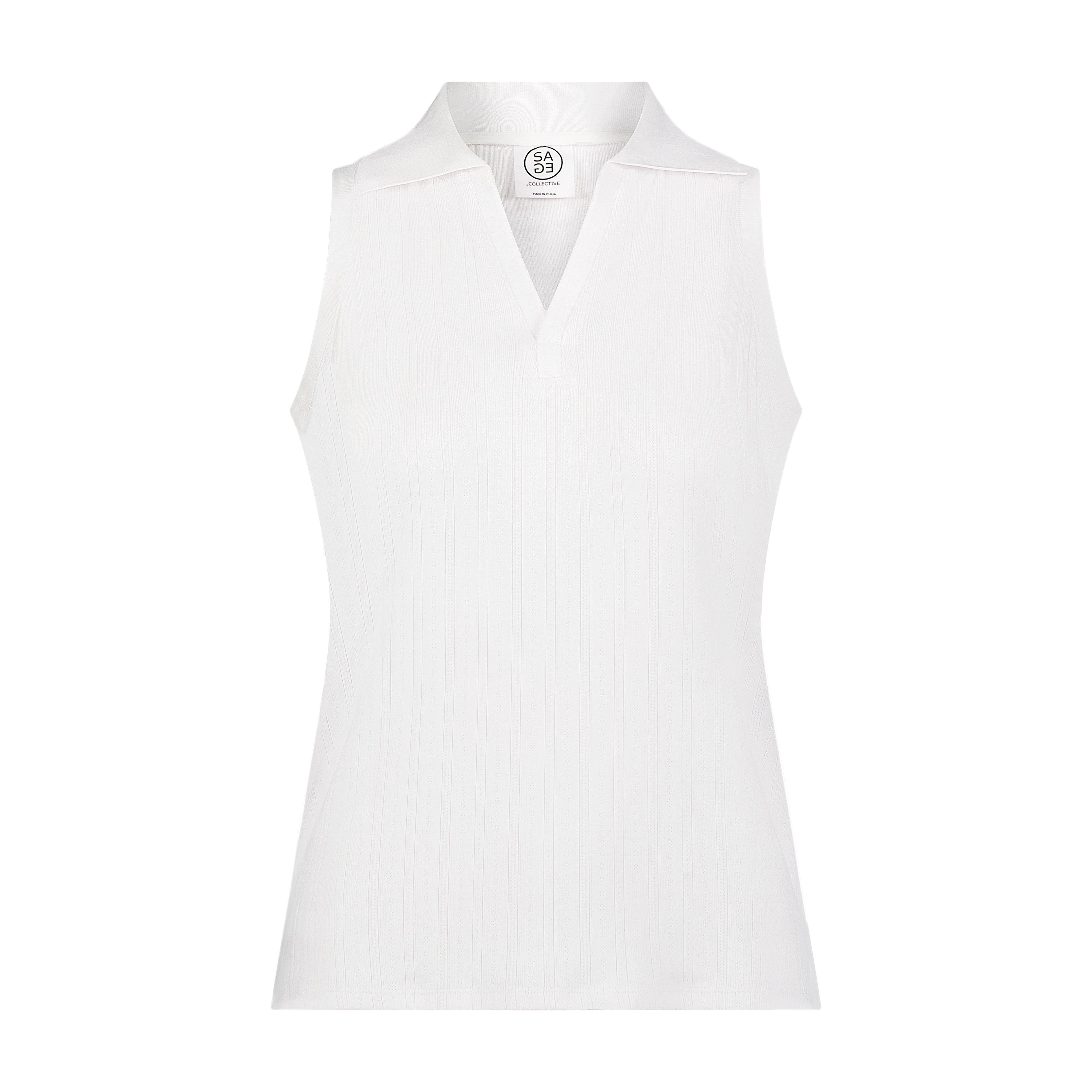 Women's Pointelle Sleeveless Polo