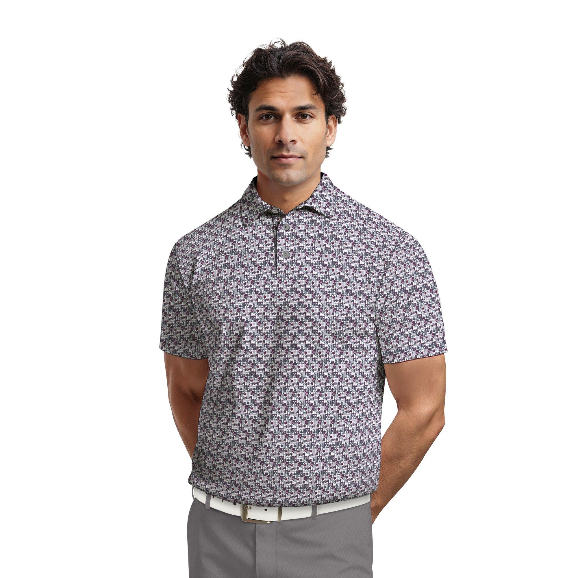 Men's All Over Novelty Geo Short Sleeve Polo