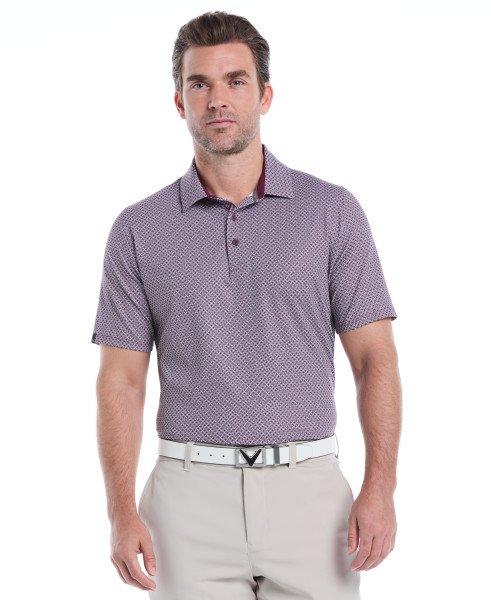 Men's Textured Chev Print Short Sleeve Polo
