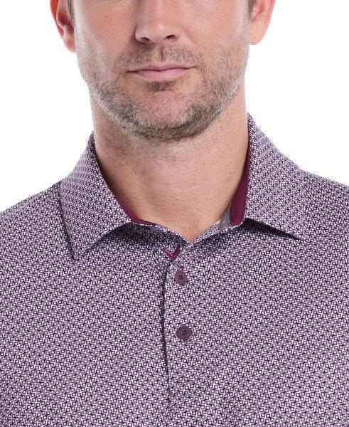 Men's Textured Chev Print Short Sleeve Polo