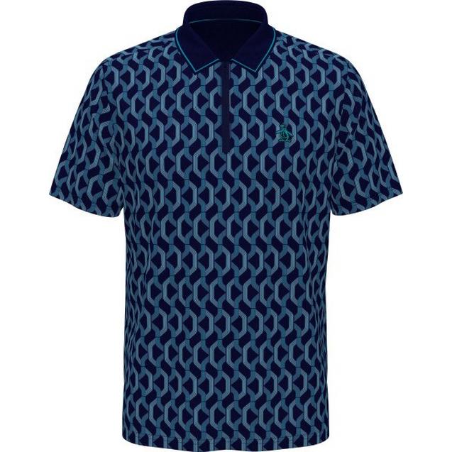 Men's All Over YD Jacquard Color Block Short Sleeve Polo ORIGINAL PENGUIN GOLF