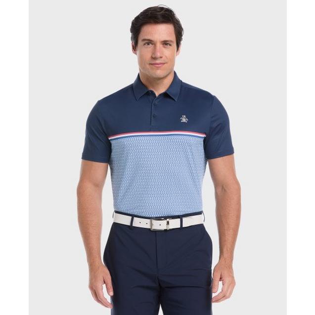 Men's Engineered P Color Block Print Short Sleeve Polo ORIGINAL PENGUIN GOLF