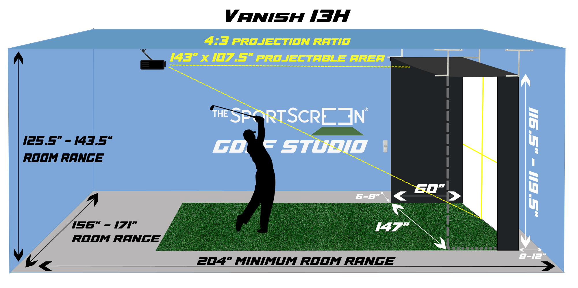 Vanish 13H Retractable Golf Enclosure - Hand Crank