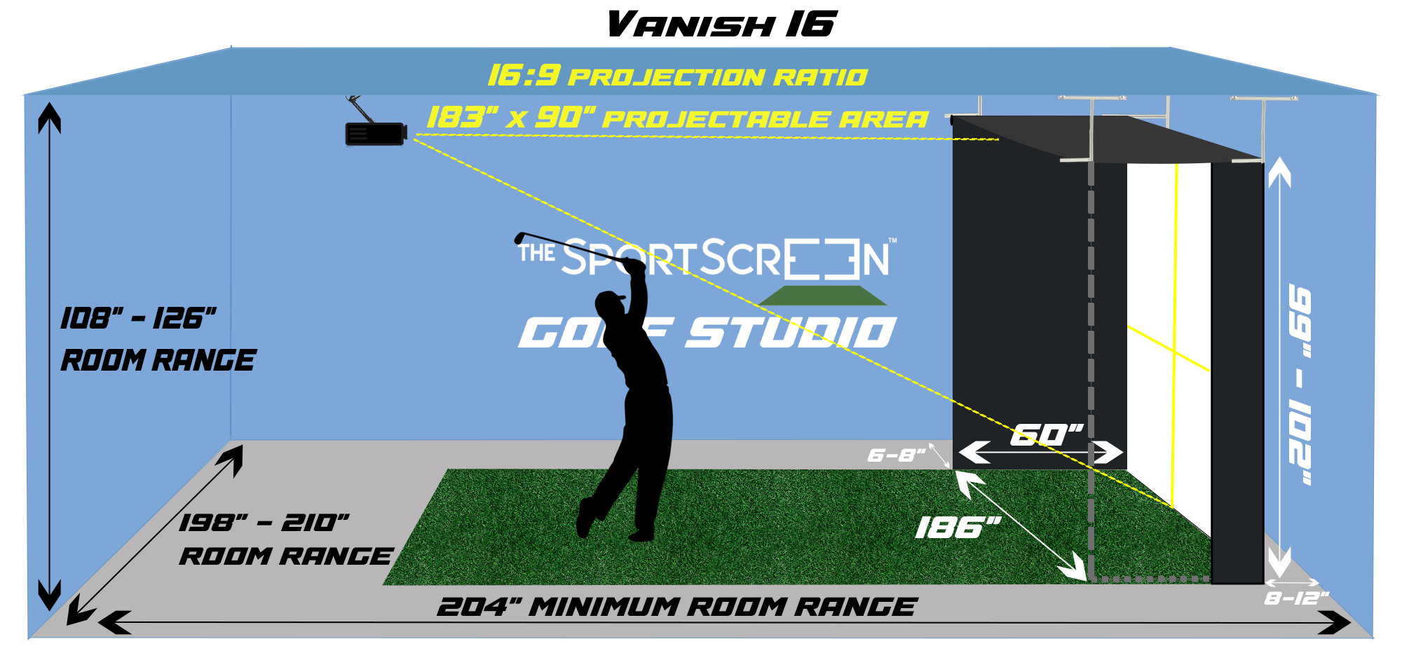 Vanish 16 Retractable Golf Enclosure - Hand Crank