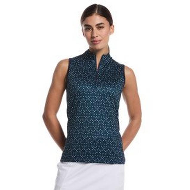 Women's Mock Neck Geo 1/4 Zip Sleeveless Top | CALLAWAY | Shirts