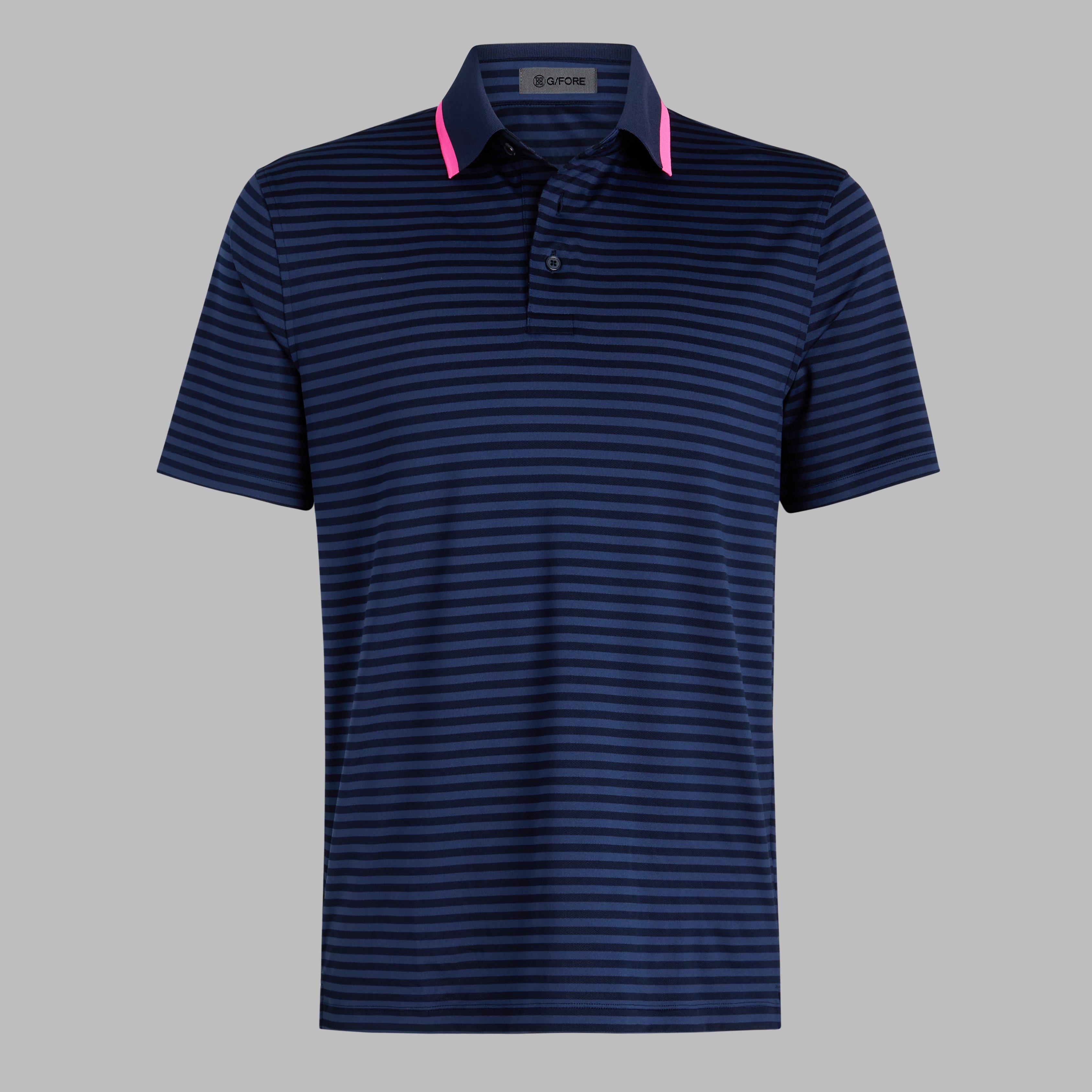 Men's Perforated Stripe Short Sleeve Polo