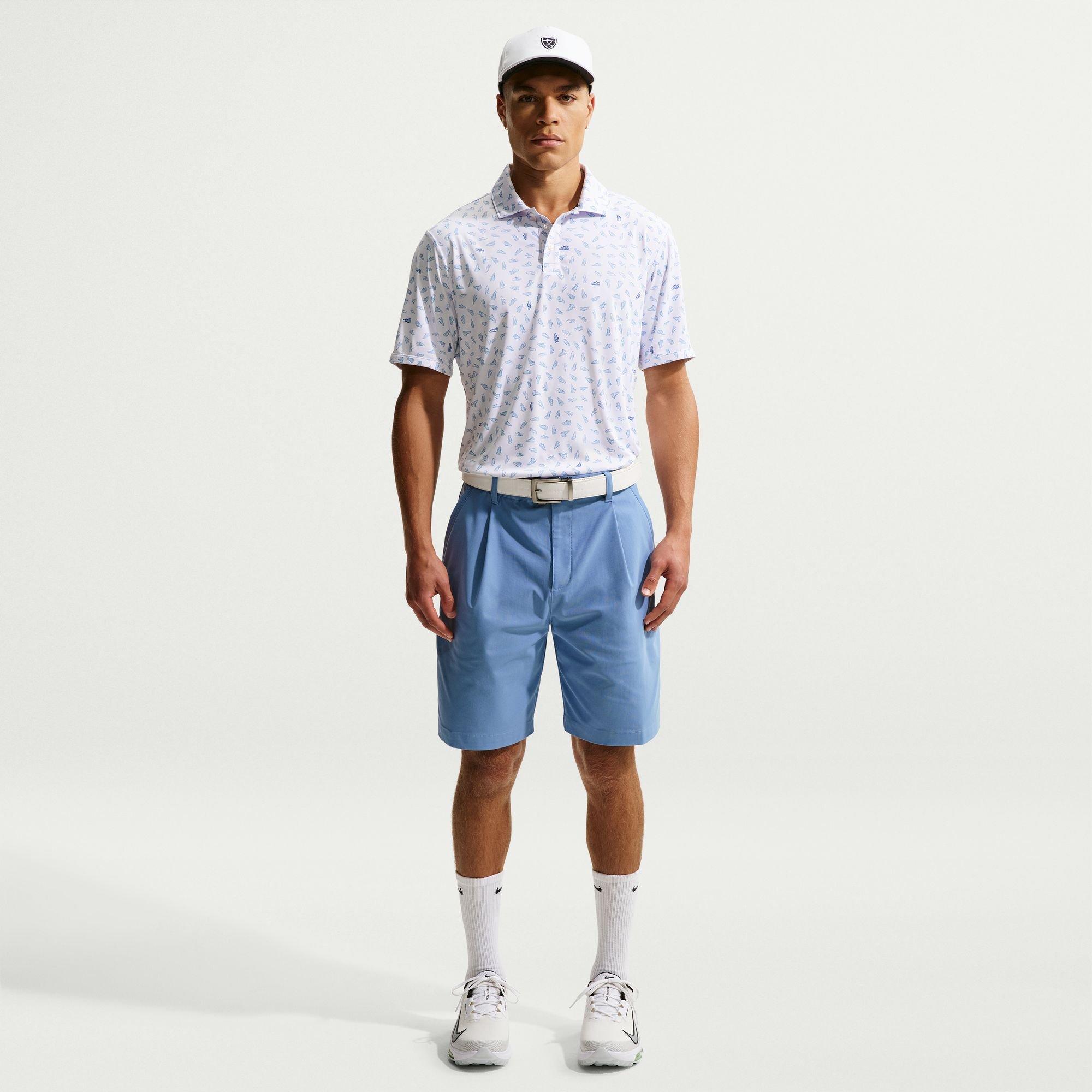 Nike | Men's Dri-FIT PAR5 OLC Shoe Short Sleeve Polo Shirt | in Whiteblue