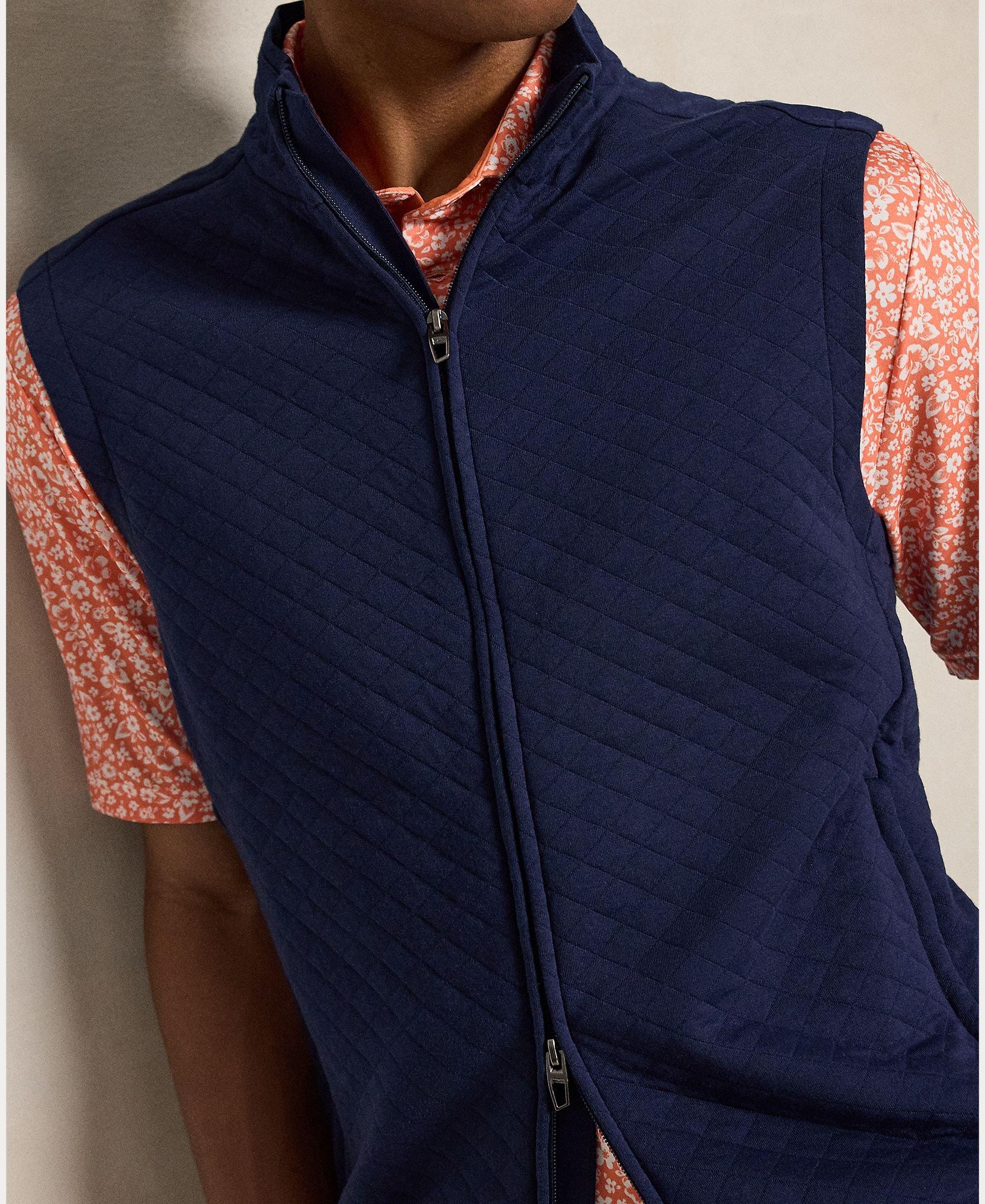 Men's Sleeveless Quilted Double Knit Full Zip Vest