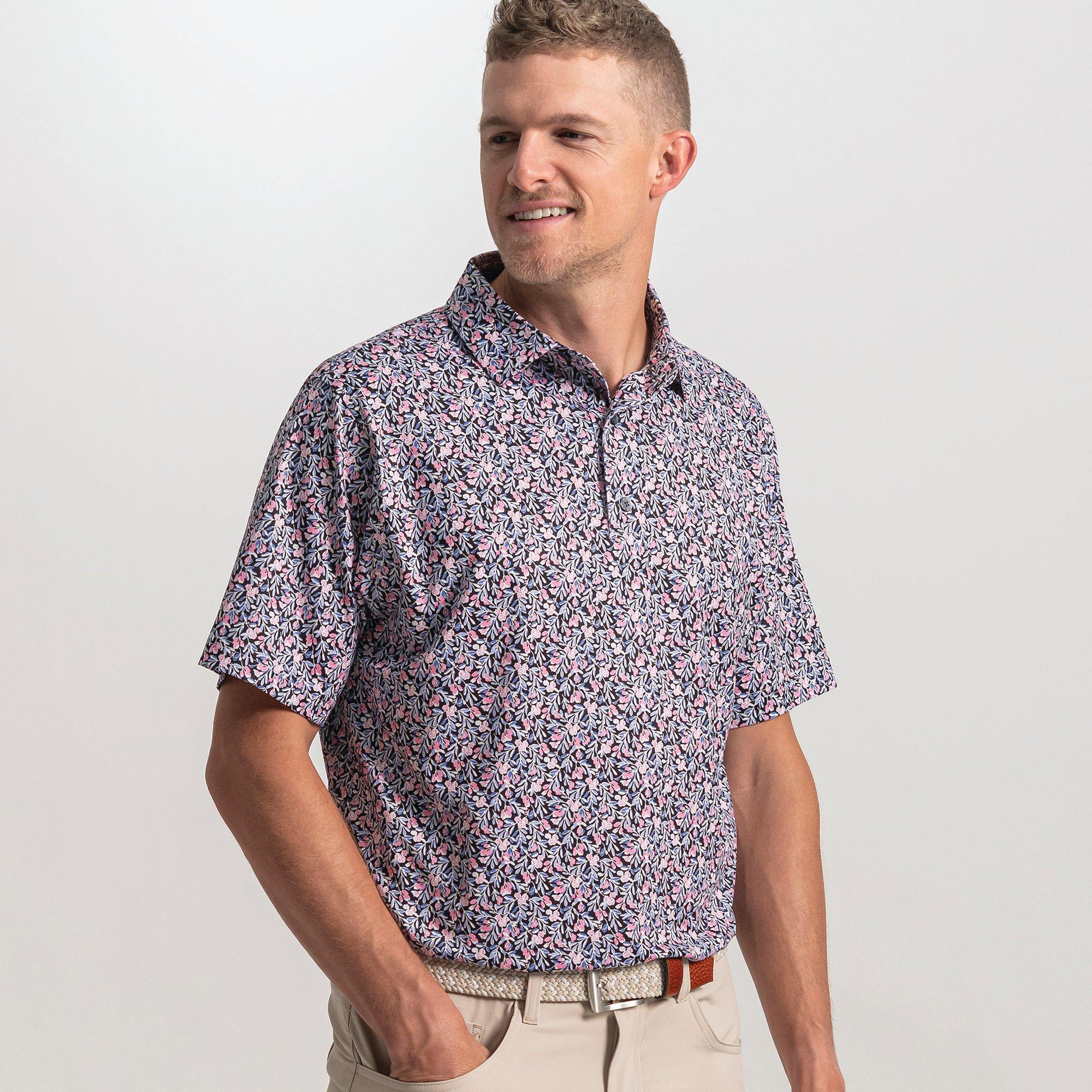 Men's Meadow Print Lisle Short Sleeve Polo