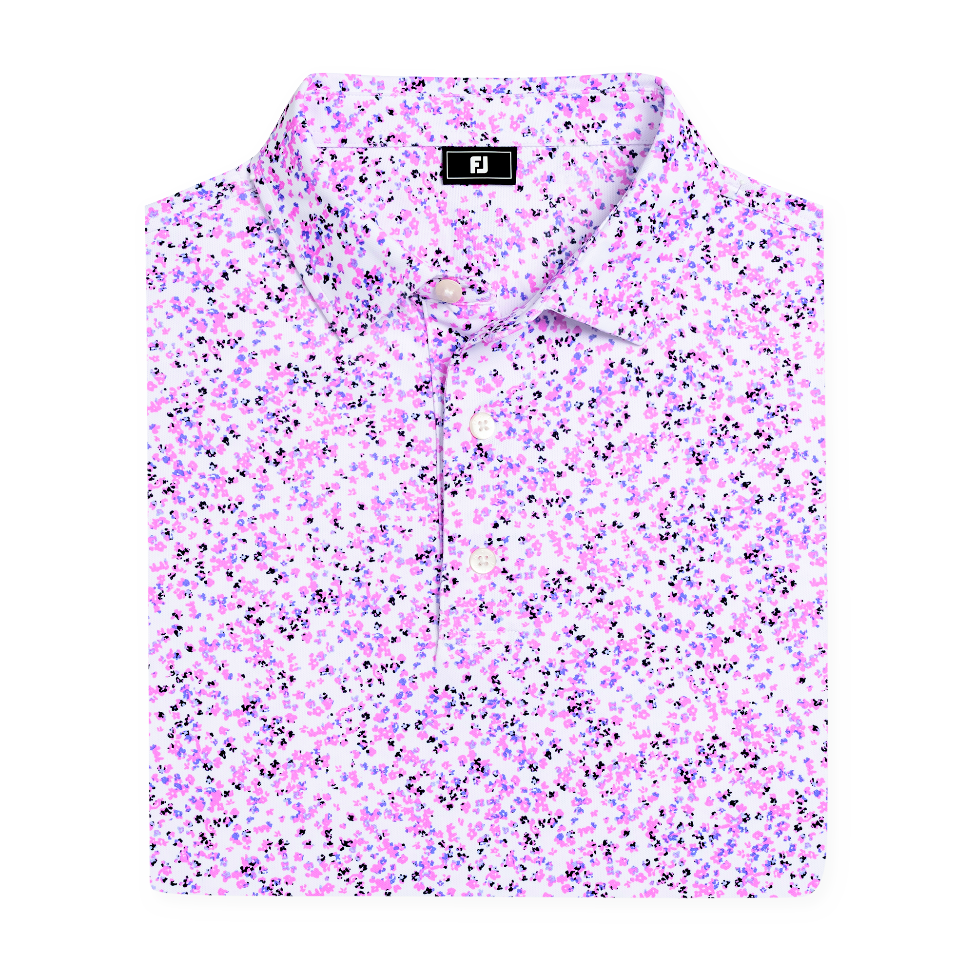 Men's Watercolour Floral Print Pique Short Sleeve Polo