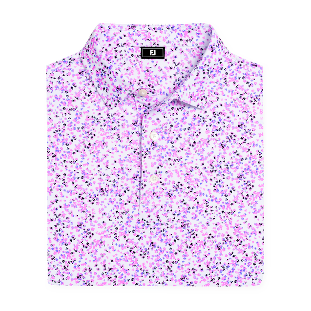 Men's Watercolour Floral Print Pique Short Sleeve Polo FOOTJOY
