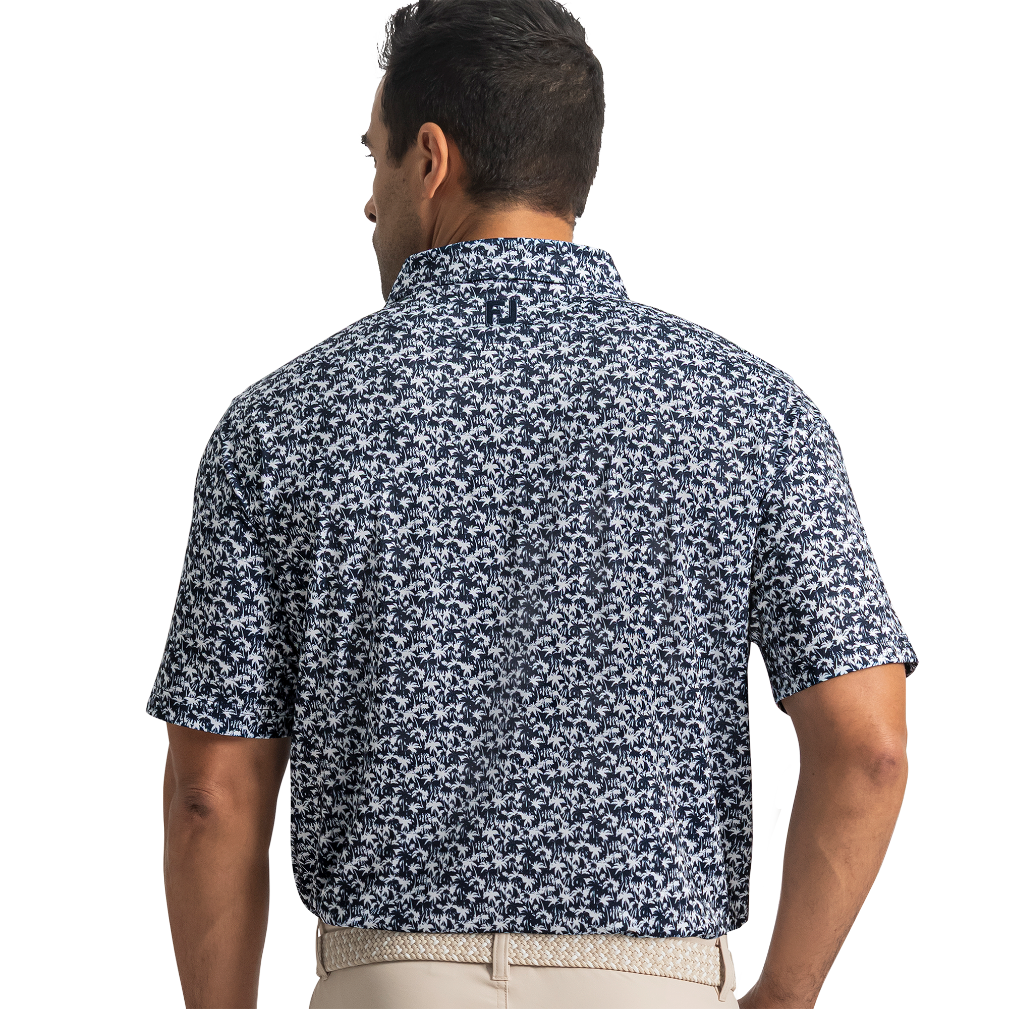 Men's Hidden Palm Print Lisle Short Sleeve Polo