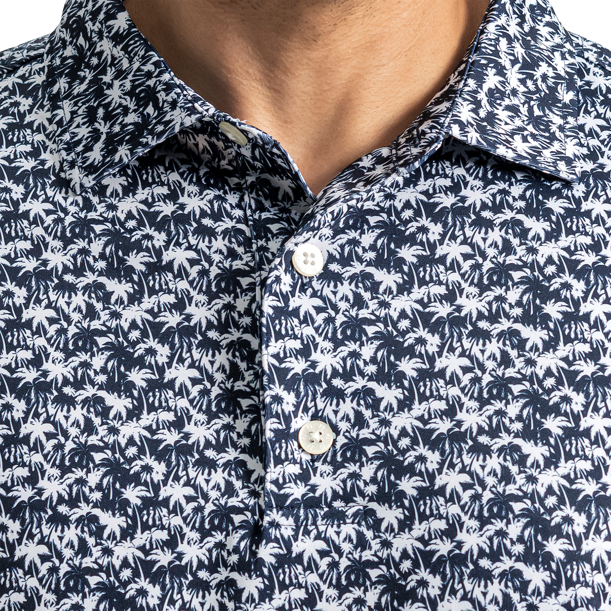 Men's Hidden Palm Print Lisle Short Sleeve Polo