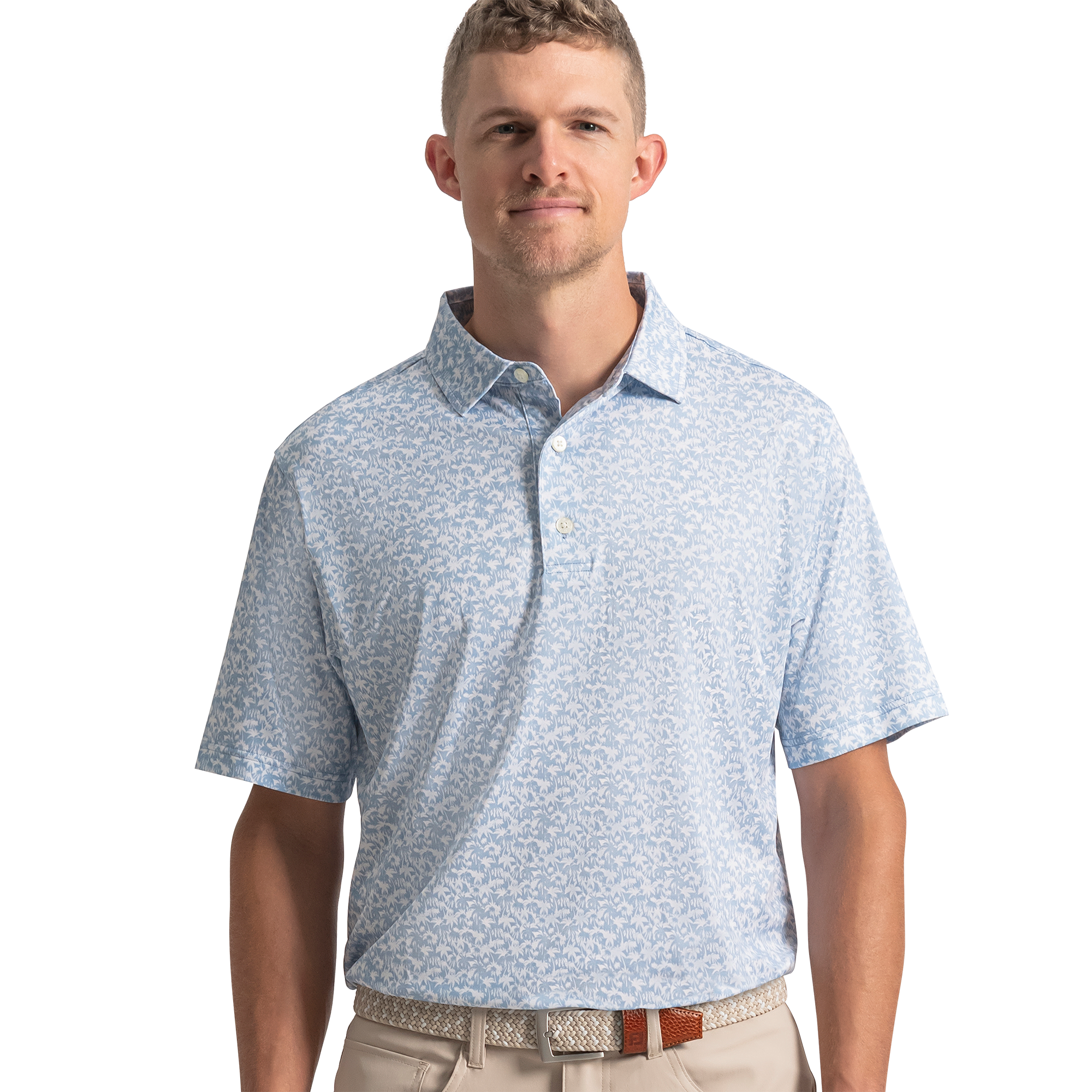 Men's Hidden Palm Print Lisle Short Sleeve Polo