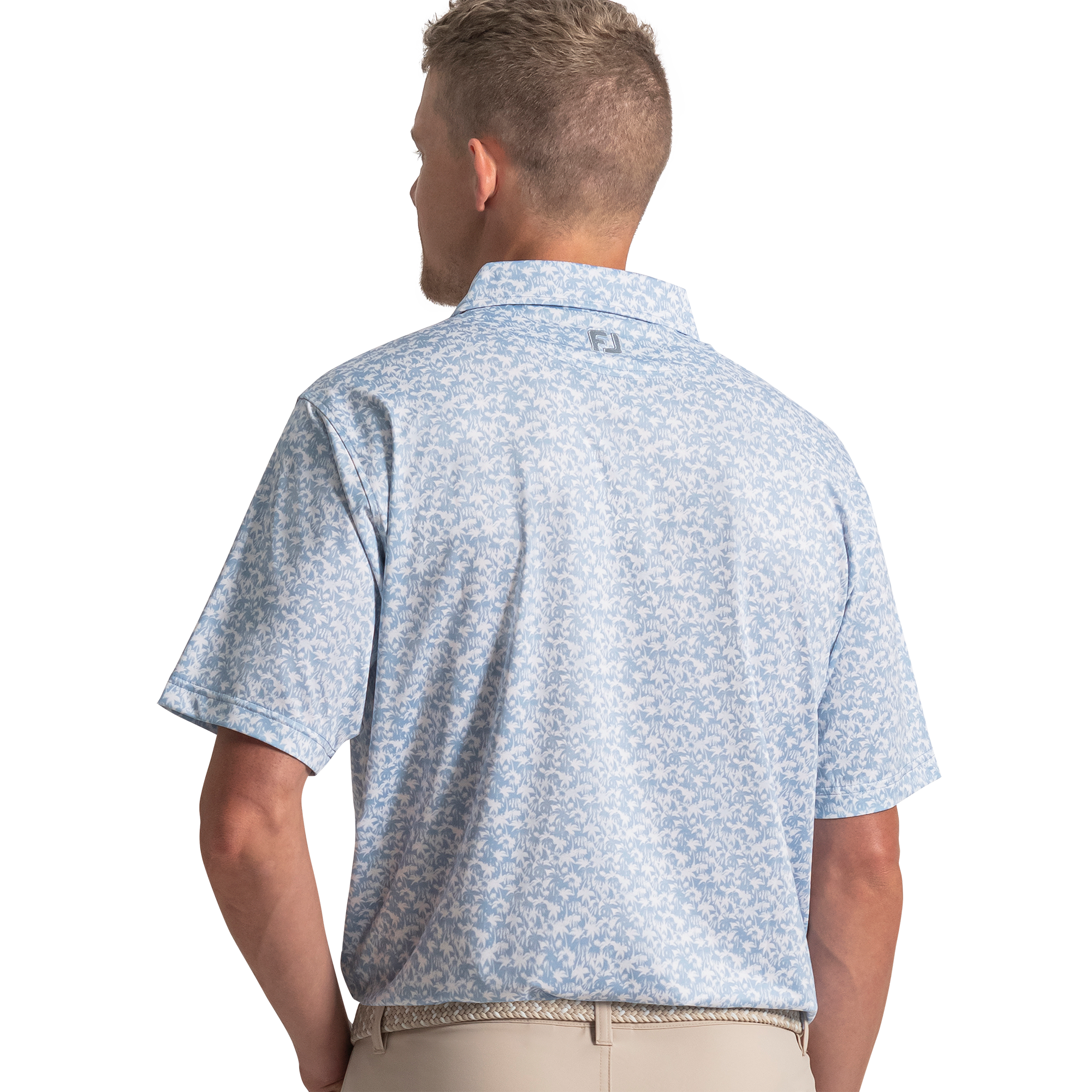 Men's Hidden Palm Print Lisle Short Sleeve Polo