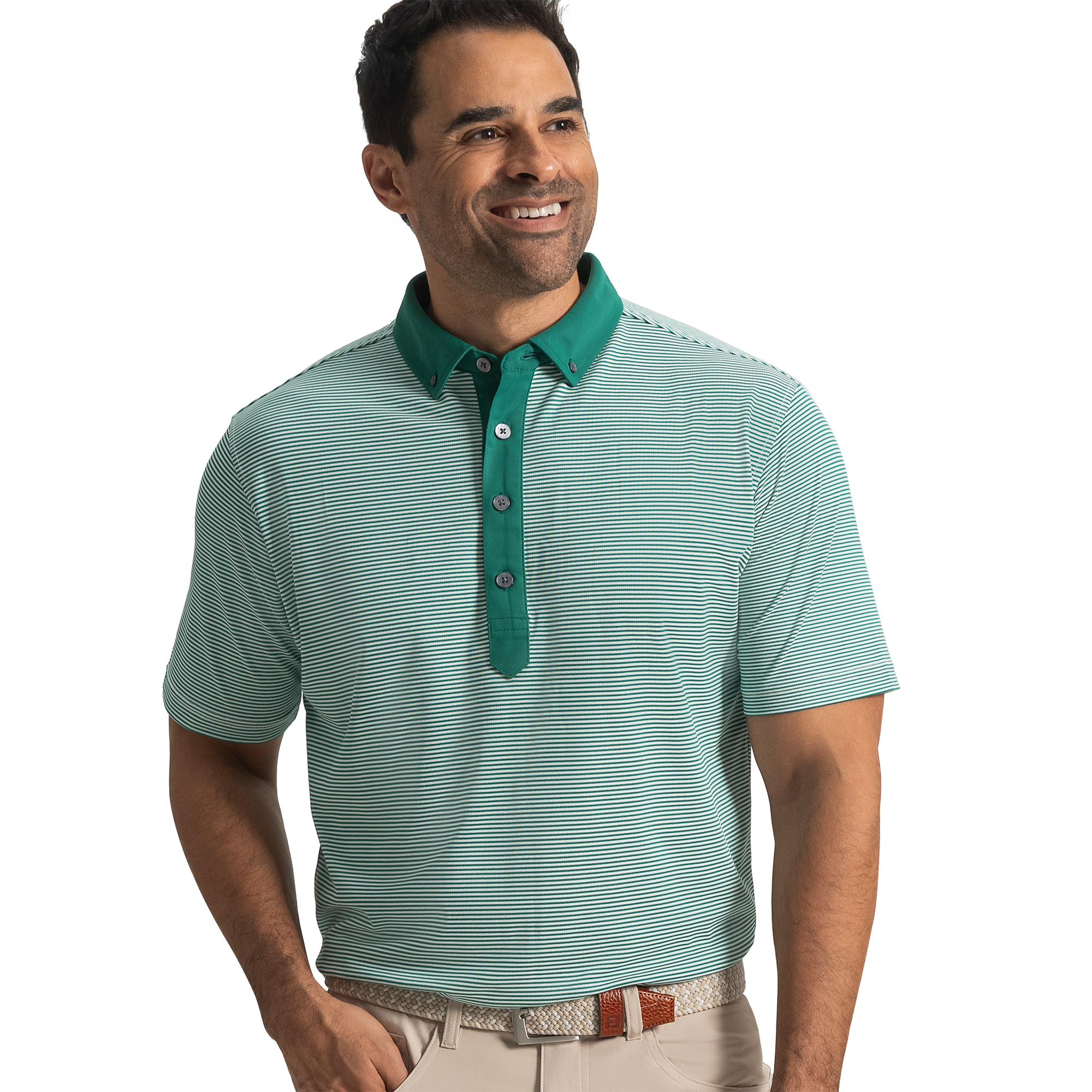 Men's Feeder Stripe Pique Short Sleeve Polo