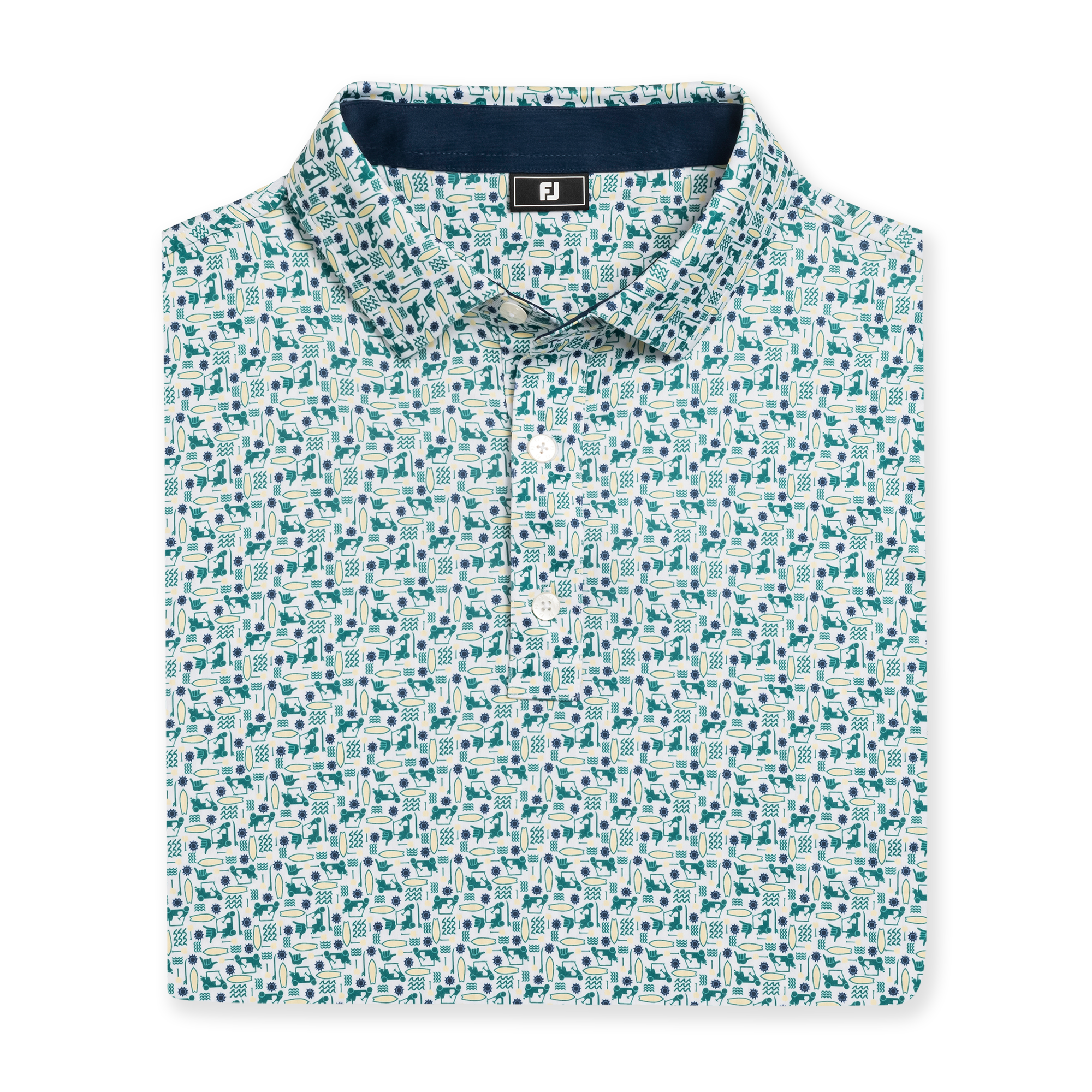 Men's Surfs Up Print Lisle Short Sleeve Polo