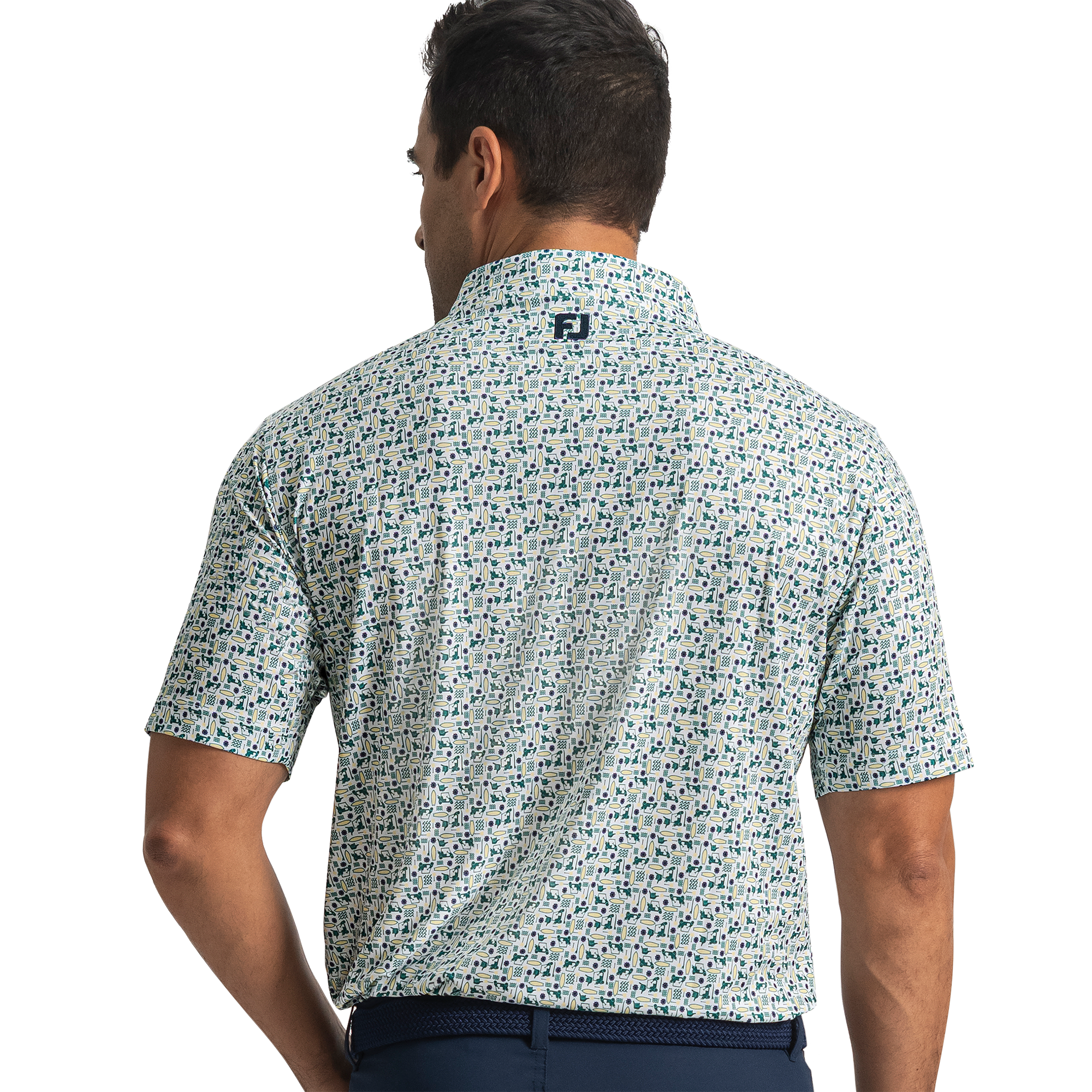 Men's Surfs Up Print Lisle Short Sleeve Polo