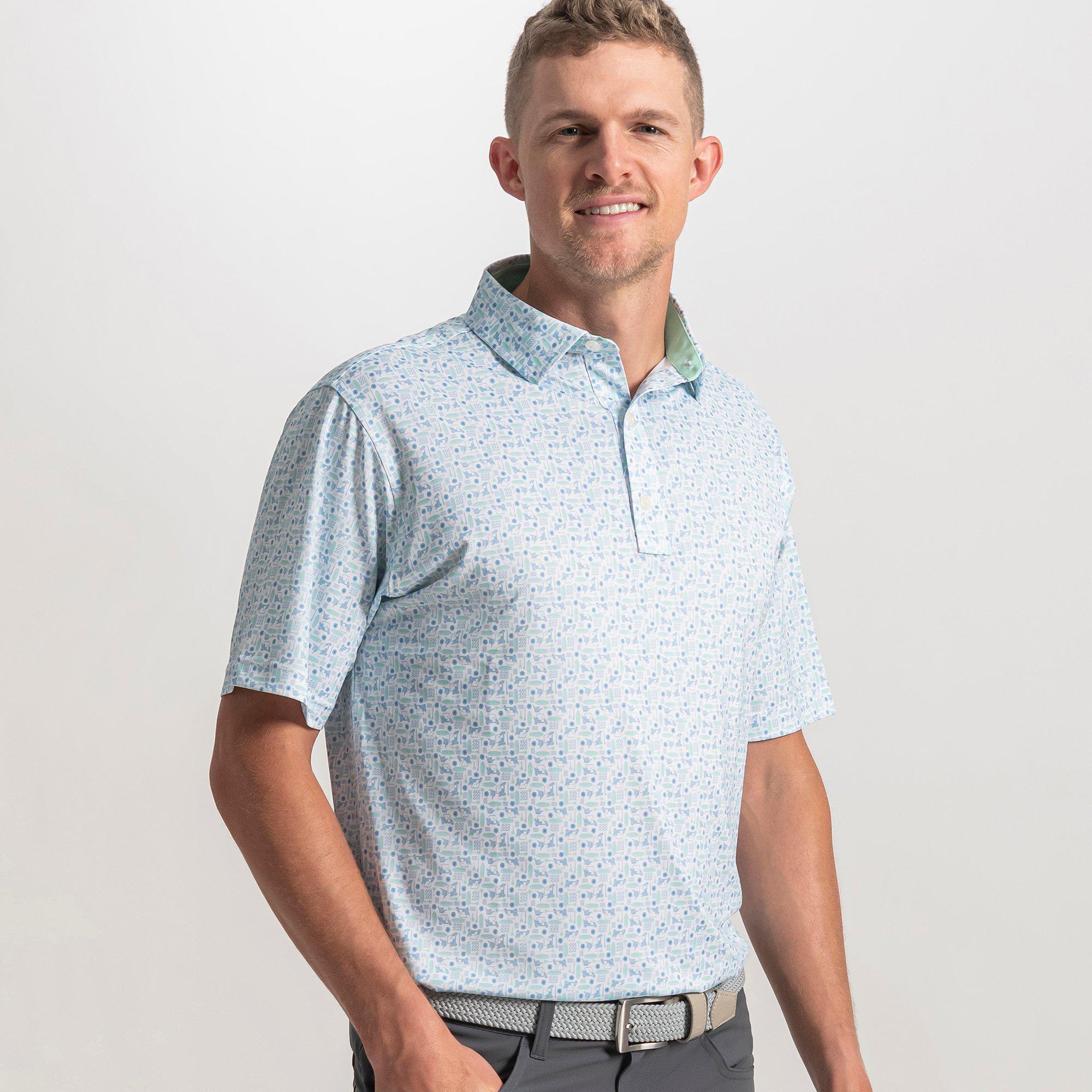Men's Surfs Up Print Lisle Short Sleeve Polo