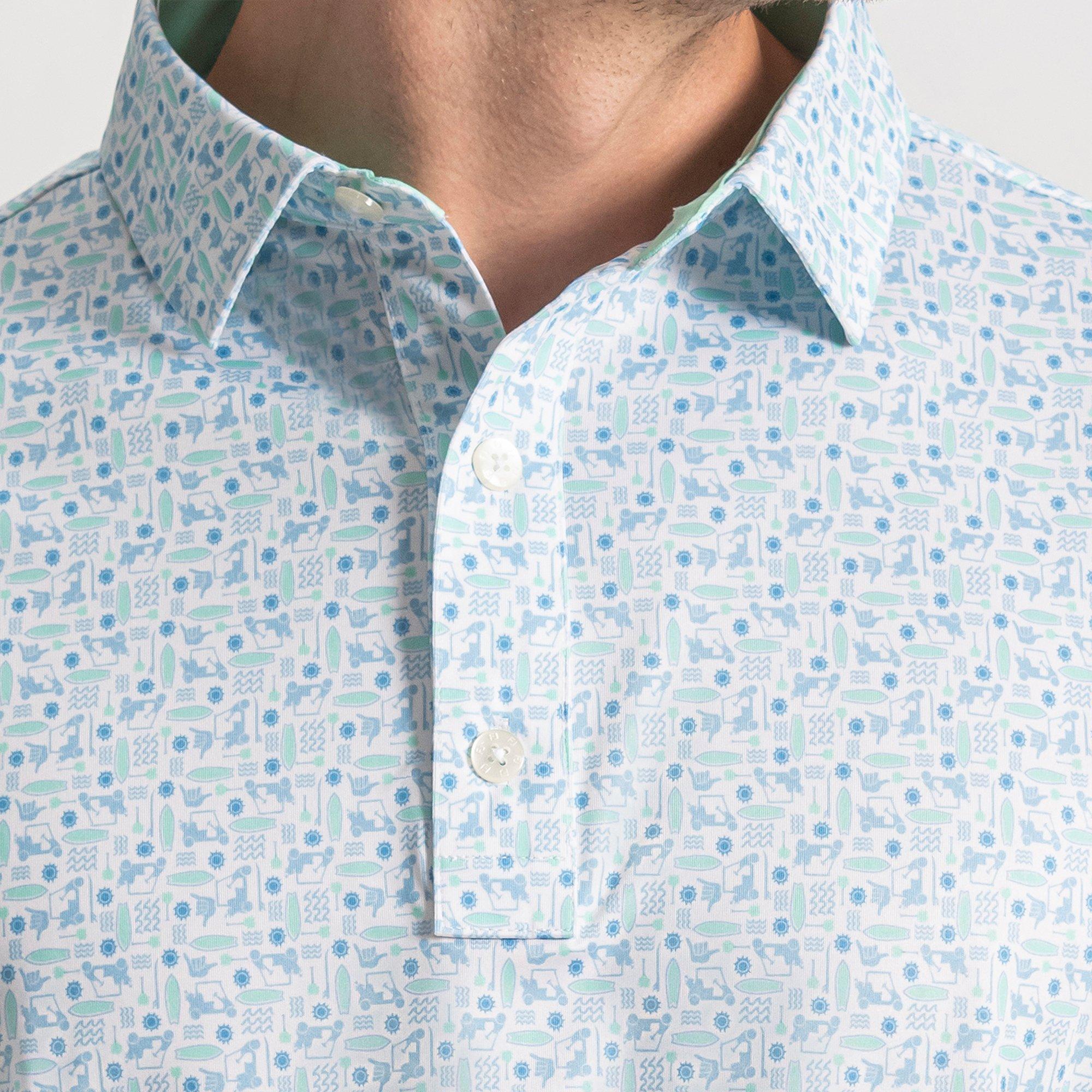 Men's Surfs Up Print Lisle Short Sleeve Polo
