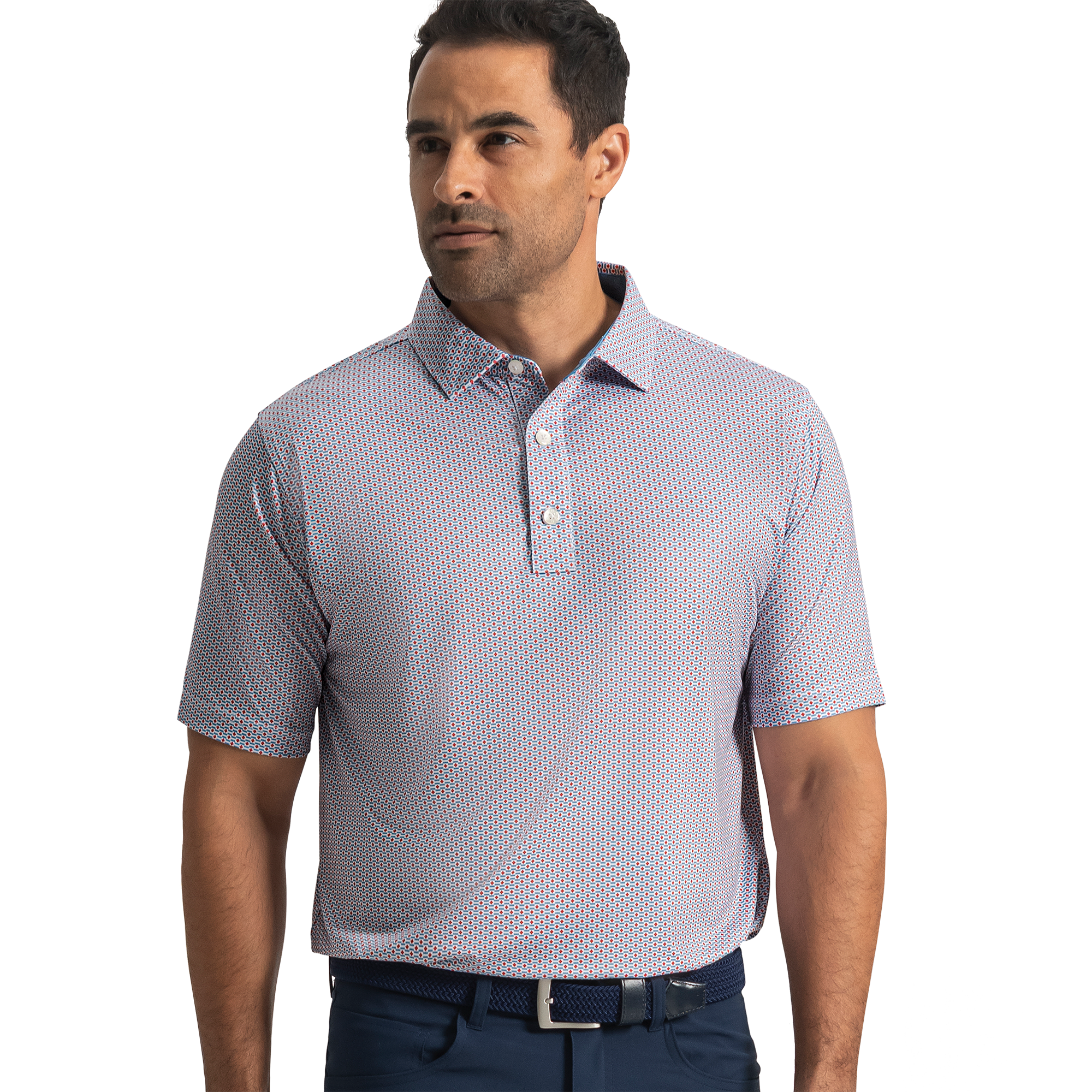 Men's Nautical Flag Print Lisle Short Sleeve Polo