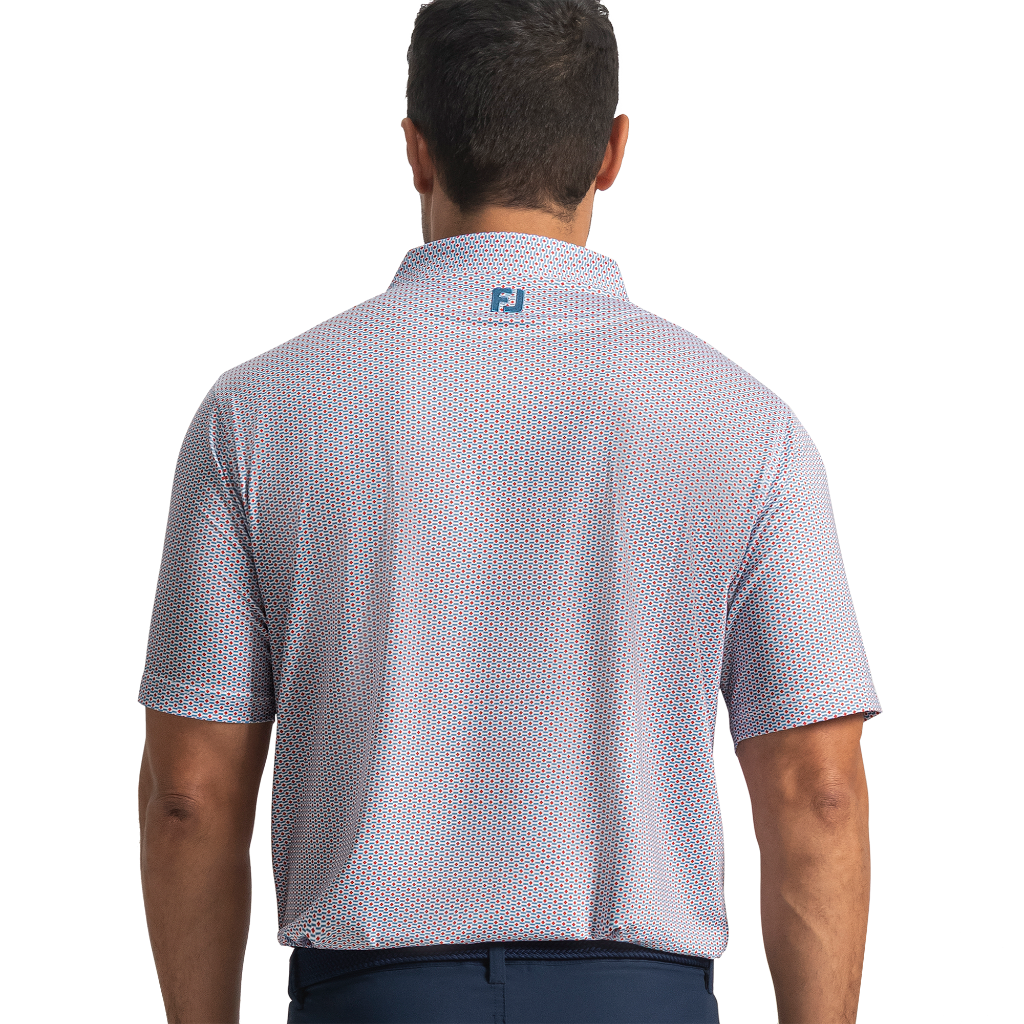 Men's Nautical Flag Print Lisle Short Sleeve Polo