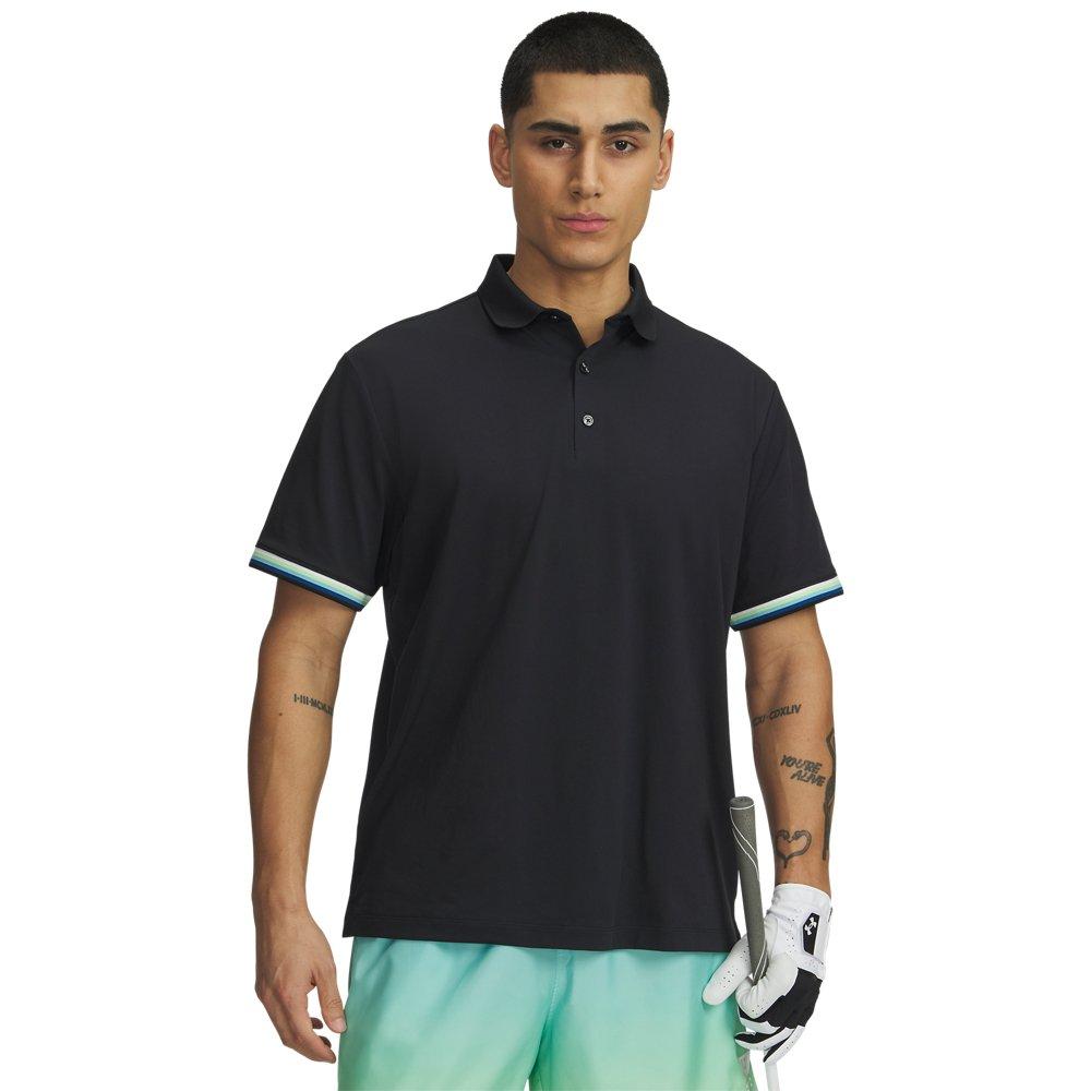 Under Armour | Men's Drive Golf Trip Pique Short Sleeve Polo Shirt | in Black, Size Xl