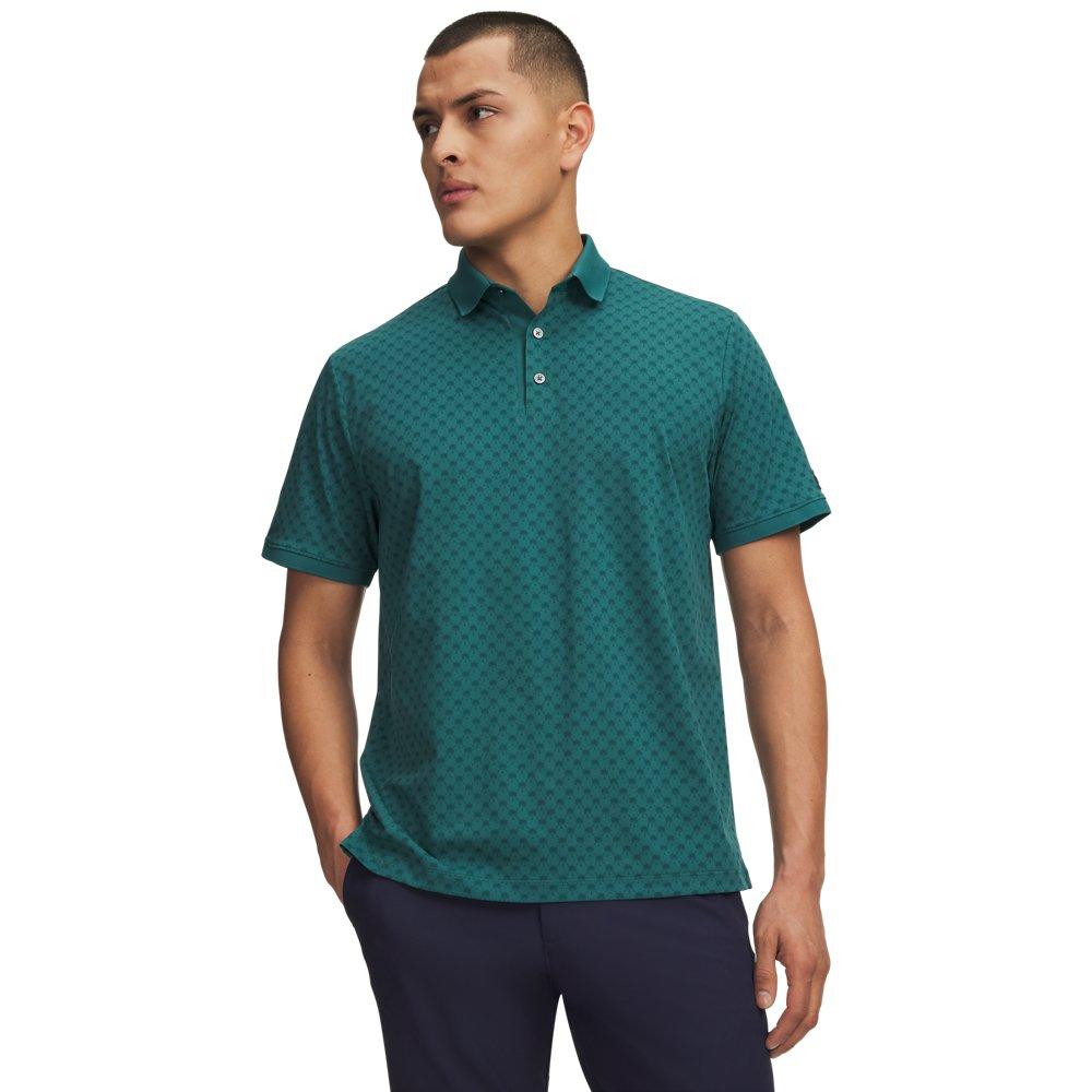 Under Armour | Men's UA Drive Printed Rib Short Sleeve Polo Shirt | in Green