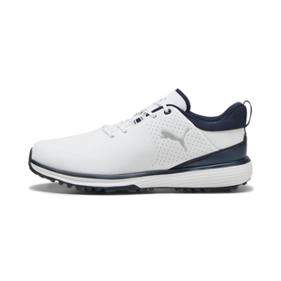 Chaussures de golf Fusion Grip ST &agrave; crampons pour hommes - Blanc/Marine PUMA