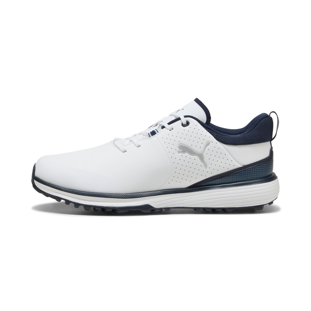 Men's Fusion Grip ST Spiked Golf Shoe - White/Navy | PUMA | Golf