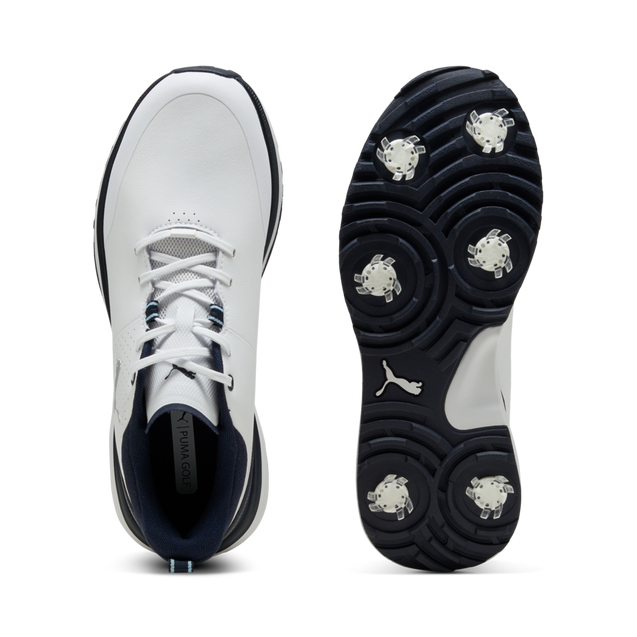 Men's Fusion Grip ST Spiked Golf Shoe - White/Navy | PUMA | Golf