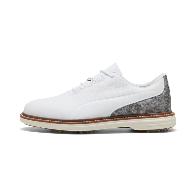 Men's Avant Tour Spiked Golf Shoe - White/Grey/Brown PUMA