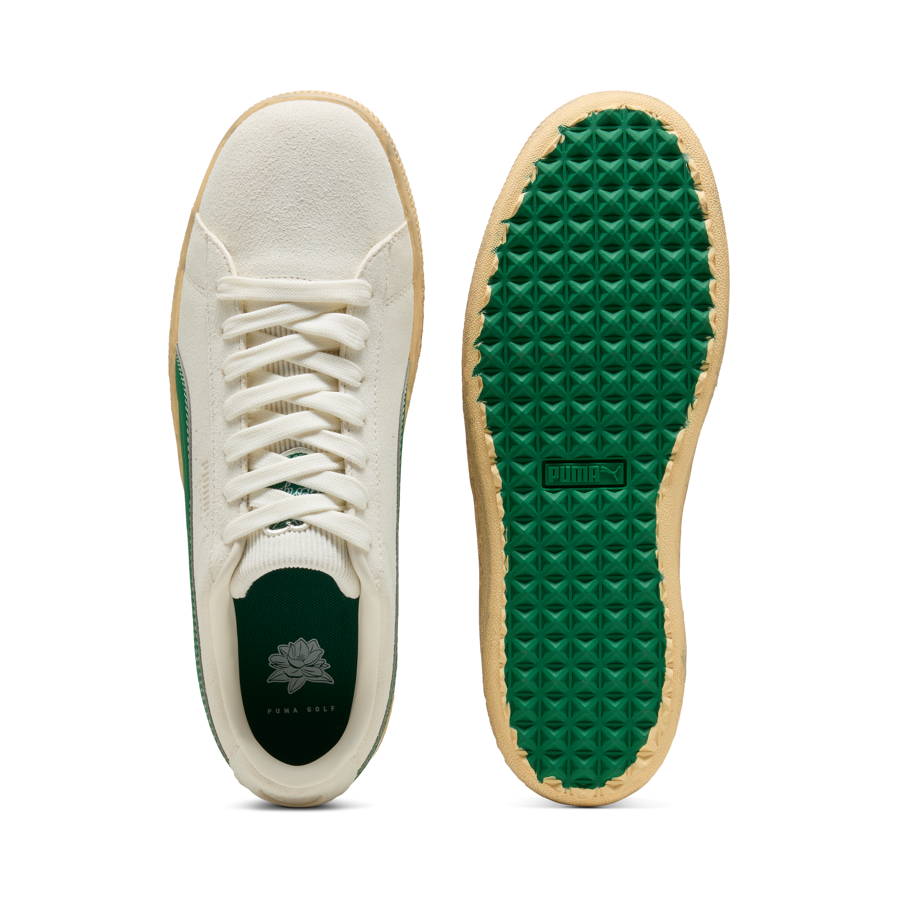 Men's 30904 Suede G Spikeless Golf Shoe - Off-White/Green