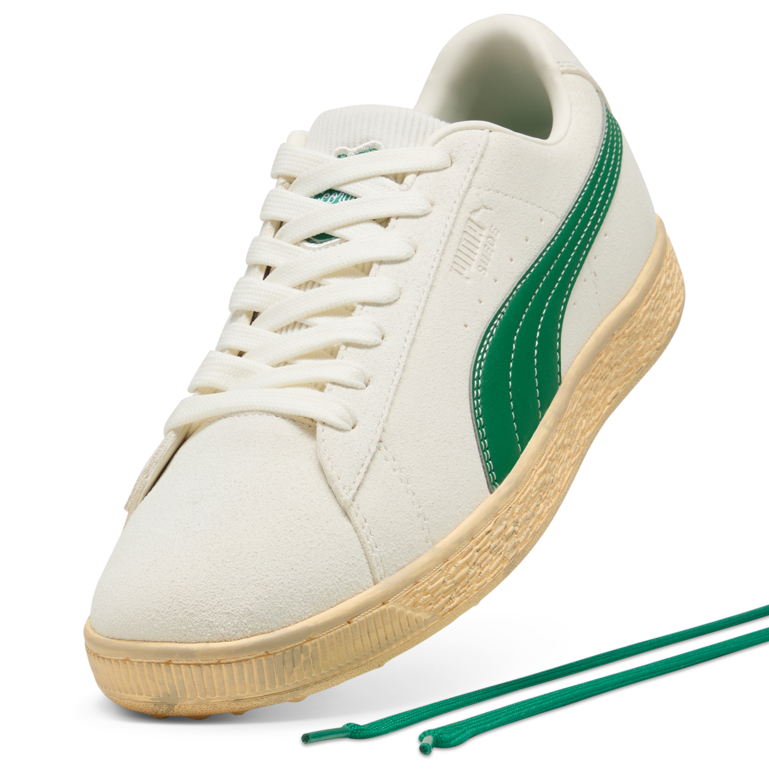 Men's 30904 Suede G Spikeless Golf Shoe - Off-White/Green